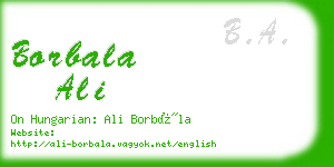 borbala ali business card